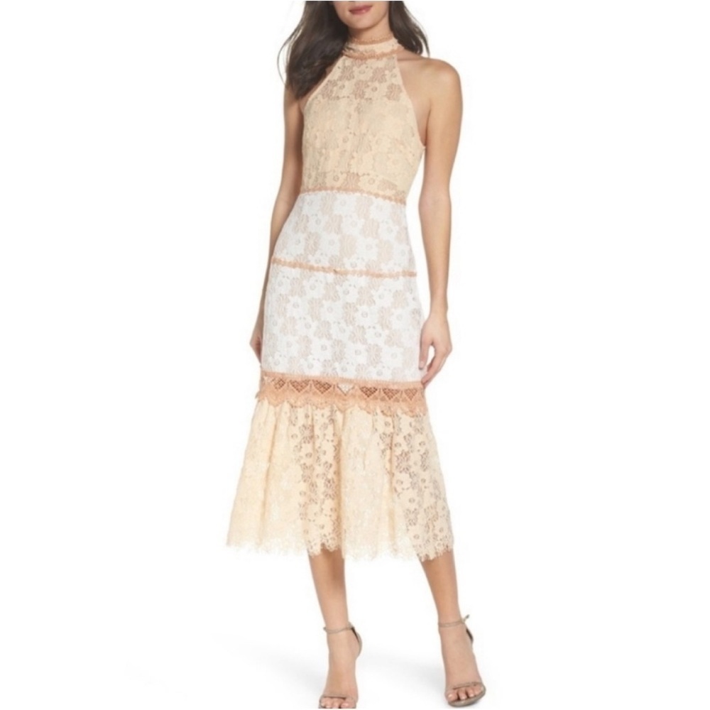 NWT Foxiedox Amelia Floral Lace Halter Neck Midi Dress Size XL